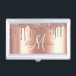 Personalised Glitter Rose Gold Trendy Monogram Business Card Holder<br><div class="desc">This design was created though digital art. It may be personalised in the area provided or customising by choosing the click to customise further option and changing the name, initials or words. You may also change the text colour and style or delete the text for an image only design. Contact...</div>