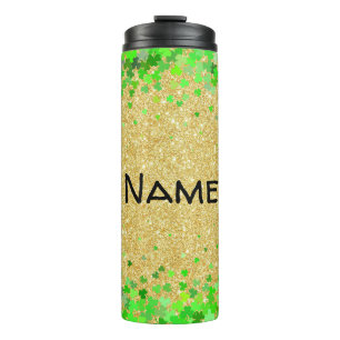 Personalised Glitter & Shamrocks Thermal Tumbler