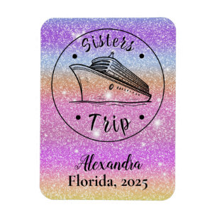 Personalised Glitter Sisters Cruise Cabin Magnet