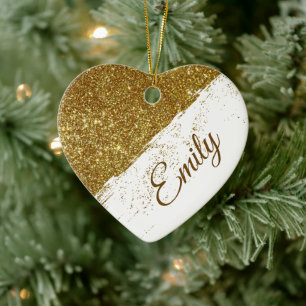Personalised glitter spray ceramic tree decoration
