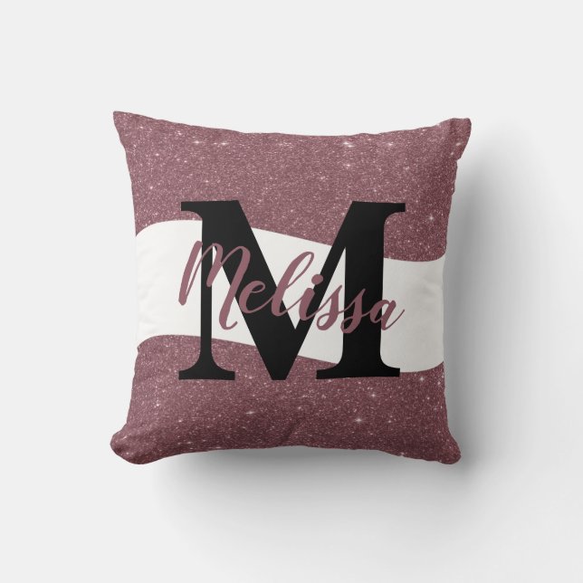 Personalised glitter  throw pillow (Front)