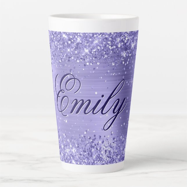 Personalised Glittery Periwinkle Foil Latte Mug (Front)
