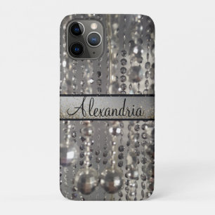 Personalised Glittery Silver Stringed Beads    Case-Mate iPhone Case