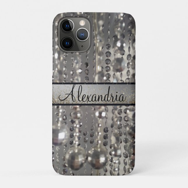 Personalised Glittery Silver Stringed Beads    Case-Mate iPhone Case (Back)