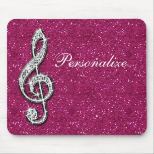 Personalised Glitzy Sparkly Diamond Music Note Mouse Pad