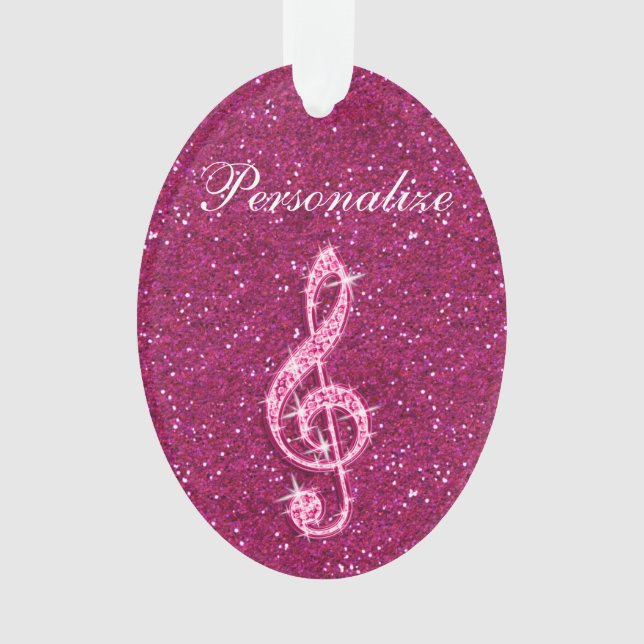 Personalised Glitzy Sparkly Diamond Music Note Ornament (Front)