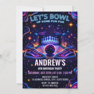 Personalised Glow bowling birthday invitation