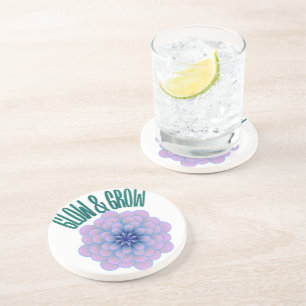 Personalised Glow & Grow Aesthetic Floral Quote Coaster