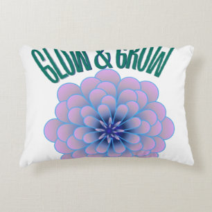 Personalised Glow & Grow Aesthetic Floral Quote Decorative Cushion
