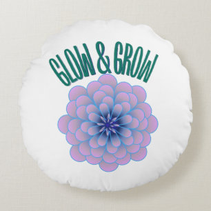 Personalised Glow & Grow Aesthetic Floral Quote Round Cushion