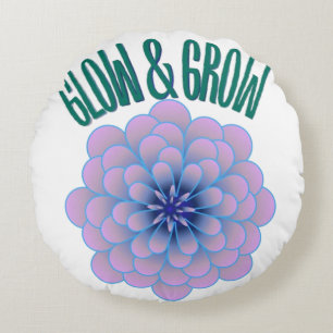 Personalised Glow & Grow Aesthetic Floral Quote Round Cushion