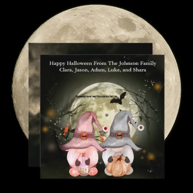 Personalised Gnome Family Halloween Greeting Card (Personalized Gnome Family Halloween Greeting Card)