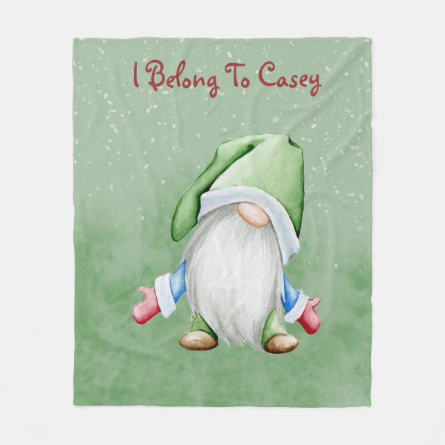 Personalised Gnome Fleece Blanket (Front)