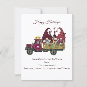Personalised Gnomes Wine Truck Holiday Christmas  Card