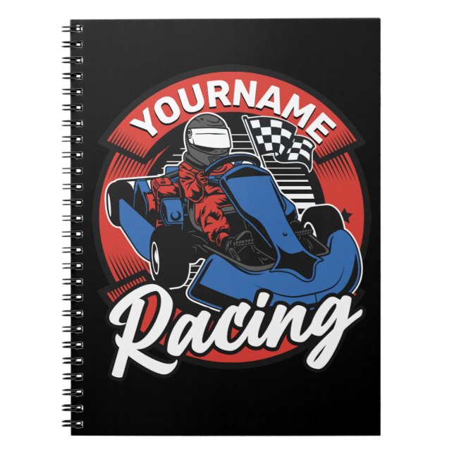 Personalised Go Kart Extreme Racing Karting Race Notebook (Front)