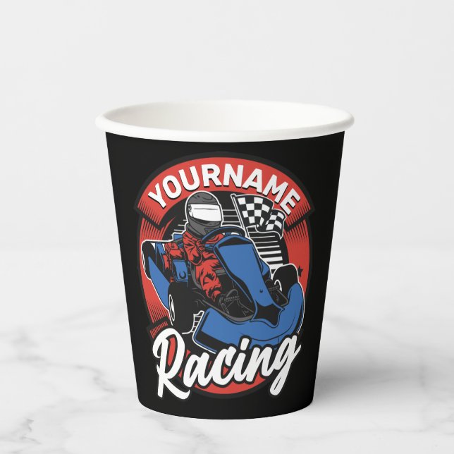 Personalised Go Kart Extreme Racing Karting Race  Paper Cups (Front)
