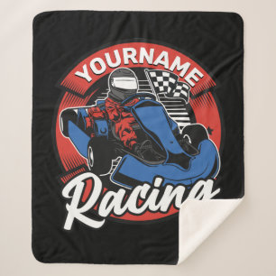 Personalised Go Kart Extreme Racing Karting Race  Sherpa Blanket