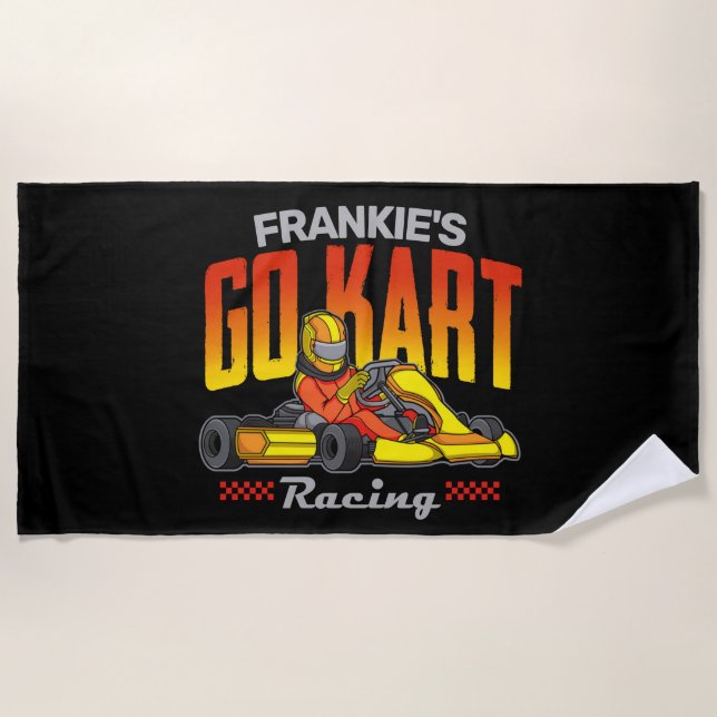 Personalised Go Kart Racing Motorsport Karting Beach Towel (Front)