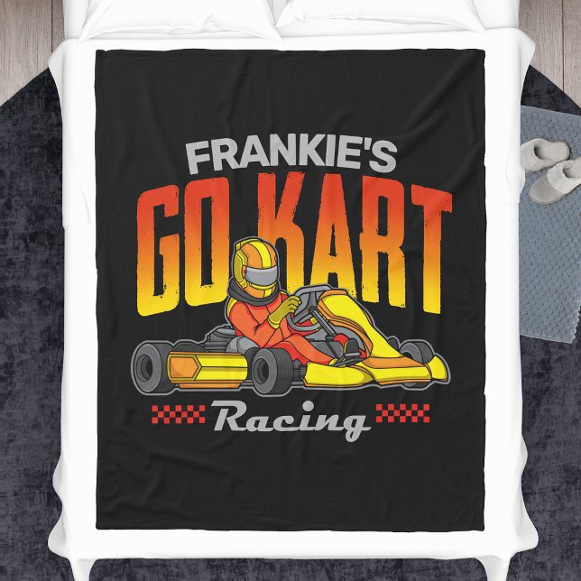 Personalised Go Kart Racing Motorsport Karting  Fleece Blanket (Creator Uploaded)