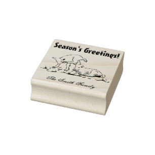 Personalised Goat Kid Christmas Holiday Family Rubber Stamp