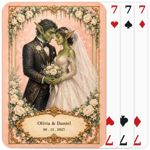 Personalised Goblin Bride and Groom Wedding Favour Playing Cards