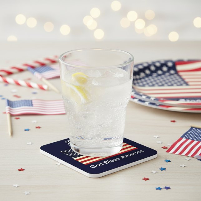 Personalised God Bless America Flag Coaster (Personalized God Bless America Flag Coaster)