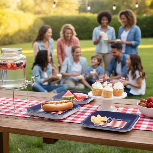 Personalised God Bless America Flag  Paper Plate (Personalized God Bless America Flag Paper Plates)