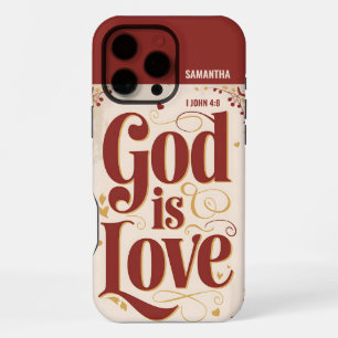 Personalised God Is Love Vintage Christian iPhone 16 Pro Max Case