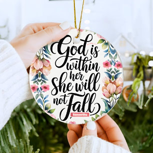 Personalised God is Within Her Christian Ceramic Tree Decoration