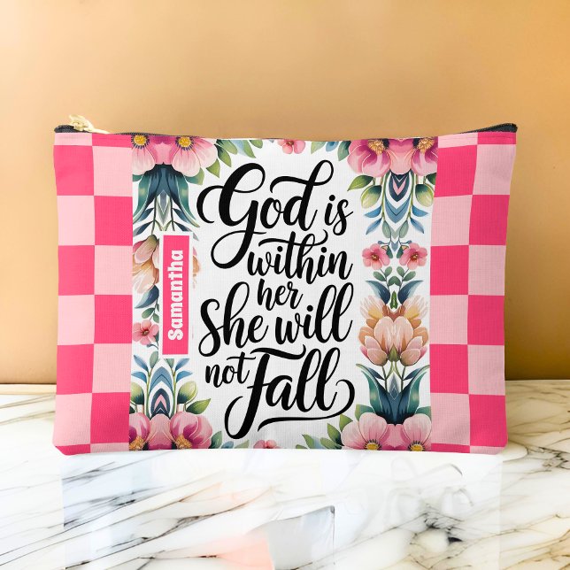 Personalised God is Within Her Christian Women Accessory Pouch (Creator Uploaded)