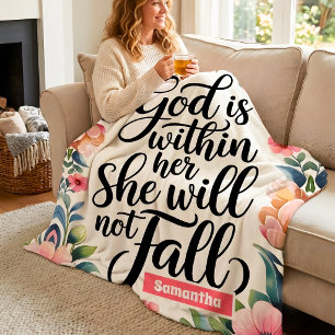 Personalised God is Within Her Christian Women Fleece Blanket