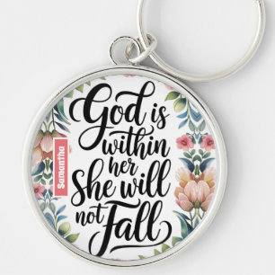 Personalised God is Within Her Christian Women Key Ring