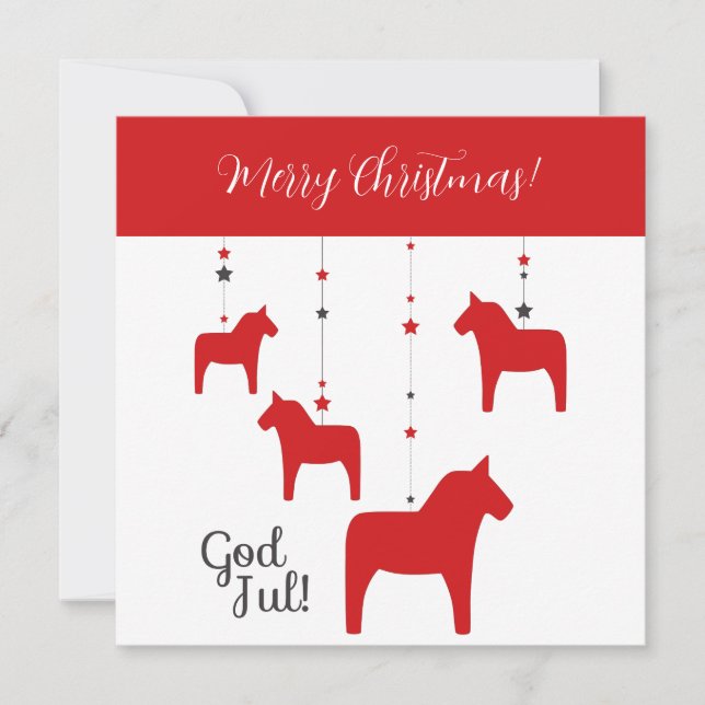 Personalised God jul! Christmas Dala Horse Holiday Card (Front)