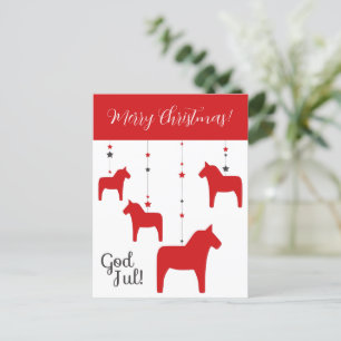 Personalised God jul! Christmas Dala Horse Holiday Postcard
