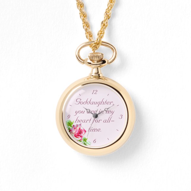 Personalised Goddaughter Necklace Watch (Front)
