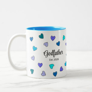 Personalised Godfather Blue Heart Gift Two-Tone Coffee Mug