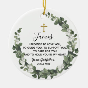 Personalised Godfather Promise to Godchild Ceramic Tree Decoration