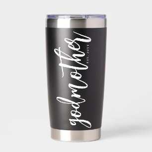 Personalised Godmother Brush Script Typography  Insulated Tumbler