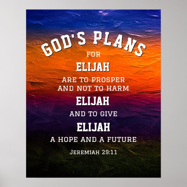 Personalised GODS PLANS Jeremiah 29:11 Christian Poster (Front)