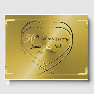 Personalised Gold 50th Wedding Anniversary Guest Book