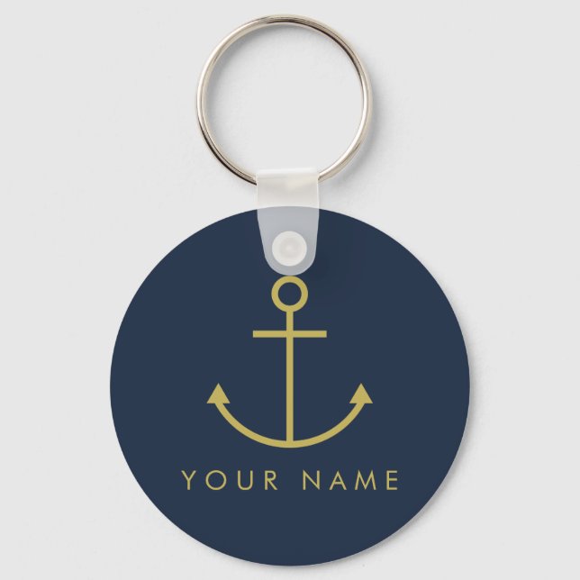 Personalised gold anchor keyring (Front)