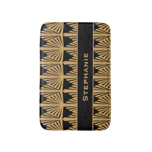 Personalised Gold and Black Art Deco Pattern Bath Mat