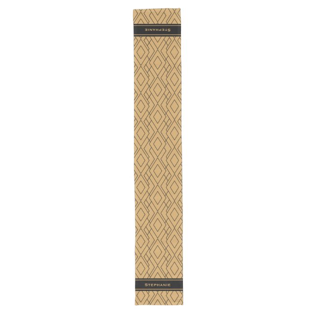 Personalised Gold and Black Art Deco Pattern Long Table Runner (Front)