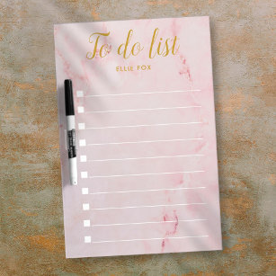 Personalised Gold and Blush Pink Marble To-Do List Dry Erase Board