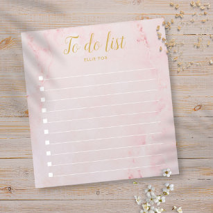 Personalised Gold and Blush Pink Marble To-Do List Notepad