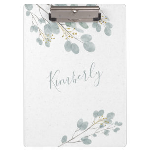 Personalised Gold and Eucalyptus Clipboard