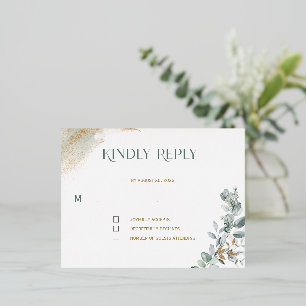 Personalised Gold and Green RSVP template