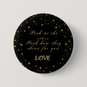 Personalised Gold and sparkles stars on black  6 Cm Round Badge