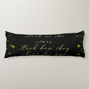 Personalised Gold and sparkles stars on black Body Cushion