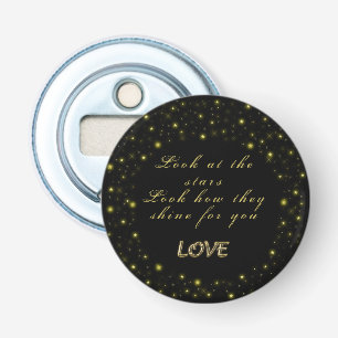 Personalised Gold and sparkles stars on black Bottle Opener